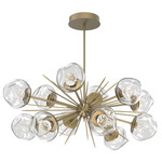 Luna Oval Starburst Chandelier - Gilded Brass / Clear Floret