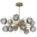 Luna Oval Starburst Chandelier - Gilded Brass / Smoke Floret