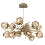 Luna Oval Starburst Chandelier - Gilded Brass / Bronze Geo