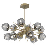 Luna Oval Starburst Chandelier - Gilded Brass / Smoke Geo