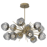 Luna Oval Starburst Chandelier - Gilded Brass / Smoke Zircon