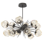 Luna Oval Starburst Chandelier - Graphite / Amber Floret