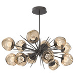 Luna Oval Starburst Chandelier - Graphite / Bronze Floret