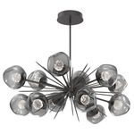 Luna Oval Starburst Chandelier - Graphite / Smoke Floret