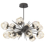 Luna Oval Starburst Chandelier - Graphite / Amber Geo