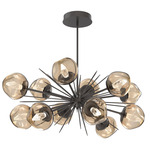 Luna Oval Starburst Chandelier - Graphite / Bronze Geo