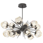 Luna Oval Starburst Chandelier - Graphite / Amber Zircon