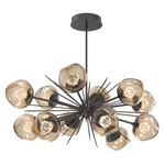 Luna Oval Starburst Chandelier - Graphite / Bronze Zircon