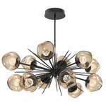 Luna Oval Starburst Chandelier - Matte Black / Bronze Floret