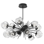 Luna Oval Starburst Chandelier - Matte Black / Clear Floret