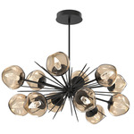 Luna Oval Starburst Chandelier - Matte Black / Bronze Geo