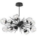 Luna Oval Starburst Chandelier - Matte Black / Clear Geo