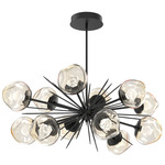 Luna Oval Starburst Chandelier - Matte Black / Amber Zircon