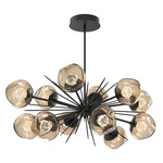 Luna Oval Starburst Chandelier - Matte Black / Bronze Zircon