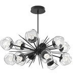 Luna Oval Starburst Chandelier - Matte Black / Clear Zircon