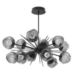 Luna Oval Starburst Chandelier - Matte Black / Smoke Zircon