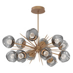 Luna Oval Starburst Chandelier - Novel Brass / Smoke Floret