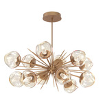 Luna Oval Starburst Chandelier - Novel Brass / Amber Geo