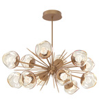 Luna Oval Starburst Chandelier - Novel Brass / Amber Zircon