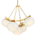 Duxbury Chandelier - Aged Brass / Cloud Etched Glass