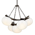 Duxbury Chandelier - Distressed Bronze / Cloud Etched Glass