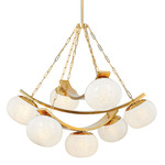 Duxbury Chandelier - Aged Brass / Cloud Etched Glass