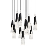 Kilt Color Select Square Multi Light Pendant - Black / Hazy