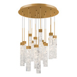 Minx Round Multi Light Pendant - Aged Brass / Crystal