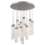 Minx Round Multi Light Pendant - Antique Nickel / Crystal