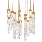 Minx Round Multi Light Pendant - Aged Brass / Crystal