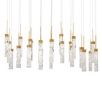 Minx Linear Multi Light Pendant - Aged Brass / Crystal