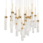 Minx Square Multi Light Pendant - Aged Brass / Crystal