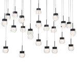 Double Bubble Linear Multi Light Pendant - Black / Etched Glass