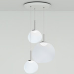 Melt Multi Light Pendant - White / Opal / Silver