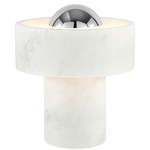 Stone Portable LED Table Lamp - Silver / White Morwad Marble