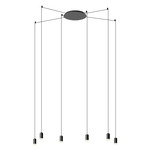 Wireflow Free-Form Multi Light Pendant - Black / Pressed Glass