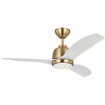 Avila Ceiling Fan with Light - Satin Brass / Matte White