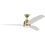 Avila Ceiling Fan with Light - Satin Brass / Matte White