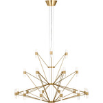 Lassell Tall Chandelier - Natural Brass / Clear