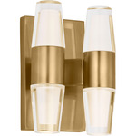 Lassell Double Wall Sconce - Natural Brass / Clear