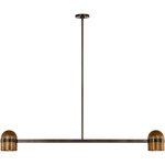 Octavia Large Linear Chandelier - Blackened Bronze / Bright Worn Brass