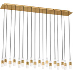 Lassell Linear Multi-Light Chandelier - Natural Brass / Clear