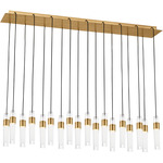 Lassell Linear Multi-Light Chandelier - Natural Brass / Clear