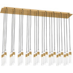 Lassell Linear Multi-Light Chandelier - Natural Brass / Clear