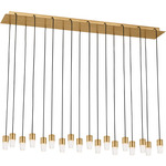 Lassell Linear Multi-Light Chandelier - Natural Brass / Clear