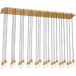 Lassell Linear Multi-Light Chandelier - Natural Brass / Clear