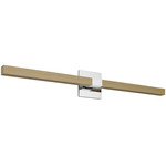 Tie Stix Wood Indirect Vanity Light with Power - Chrome / Wood White Oak