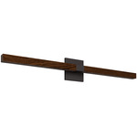 Tie Stix Wood Indirect Vanity Light with Power - Antique Bronze / Wood Walnut