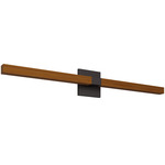 Tie Stix Wood Indirect Vanity Light with Power - Antique Bronze / Wood Cherry