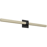 Tie Stix Wood Indirect Vanity Light with Power - Satin Black / Wood Maple